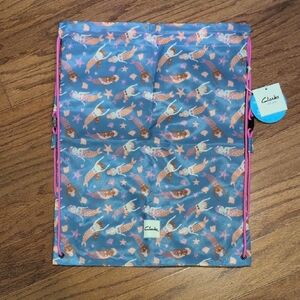NEW Clarks Kids' Mermaid Drawstring Bag - Blue and Pink
